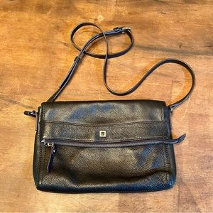 💥Lodis black leather fold over crossbody bag💥